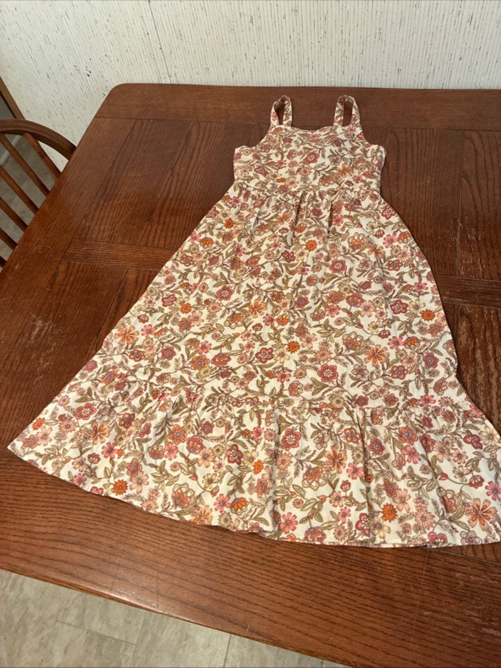 Old Navy Floral Summer Dress Women’s 8M Tiered Midi Sleeveless Cottagecore